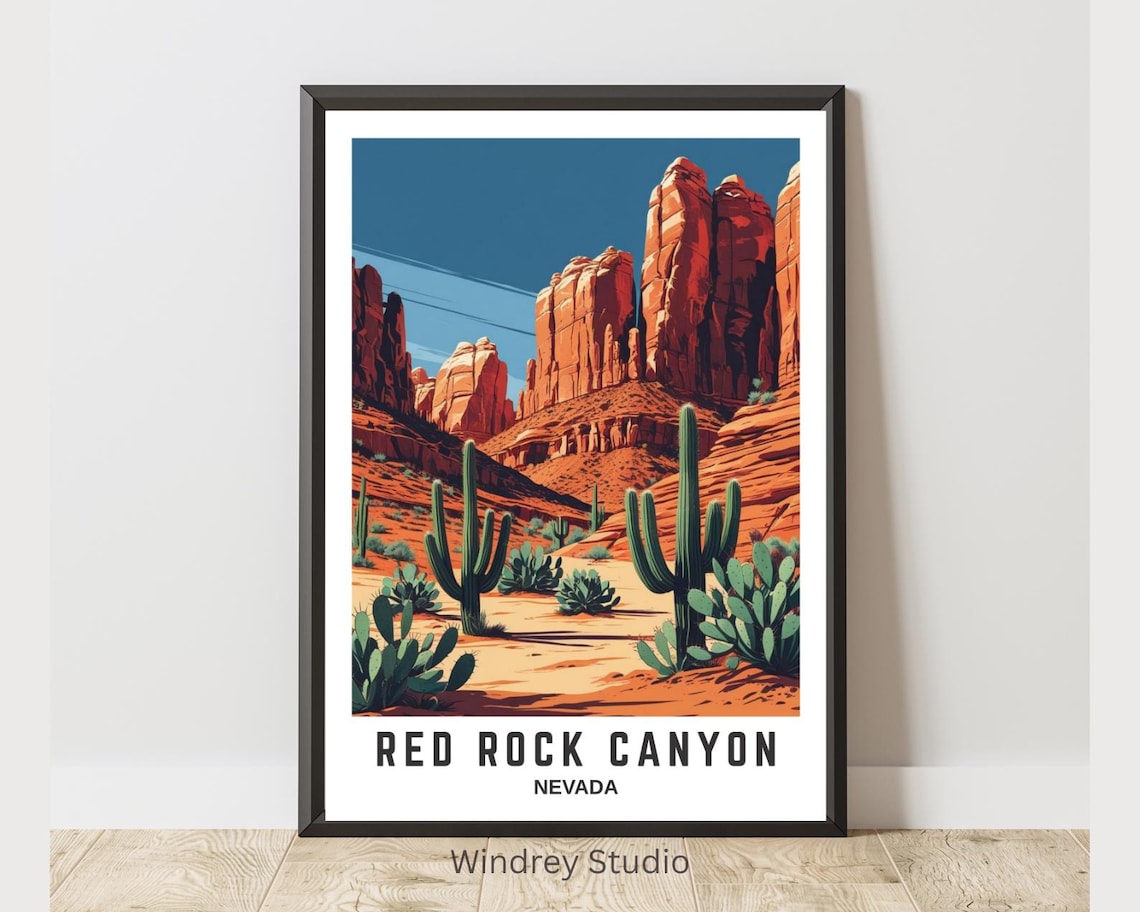 Red Rock Canyon Vintage Nevada Travel Poster
