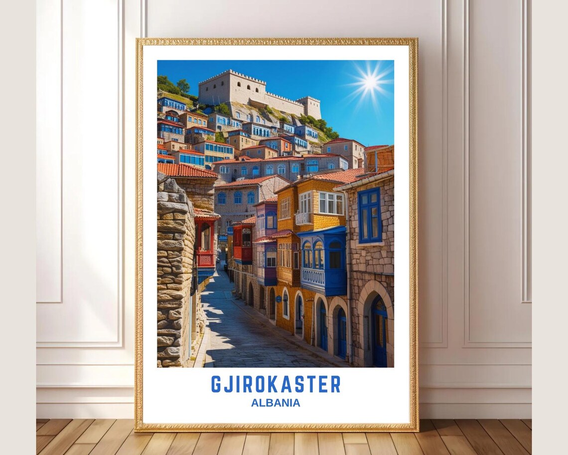 Gjirokaster Albania Old Town Stone Houses Castle Hill Art Poster