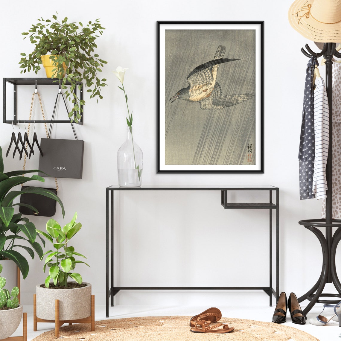 Ohara Koson Cuckoo in Storm 1925 Japanese Woodblock Bird Art Poster