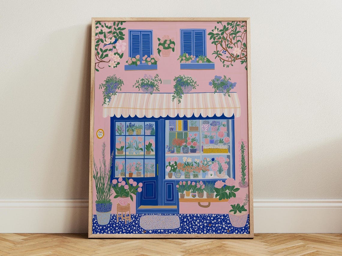 Flower Shop Print Florist Print Garden Shop Flower Market Print Flower Shop Floral Pink Wall Art Spring Wall Art Floral Wall Art