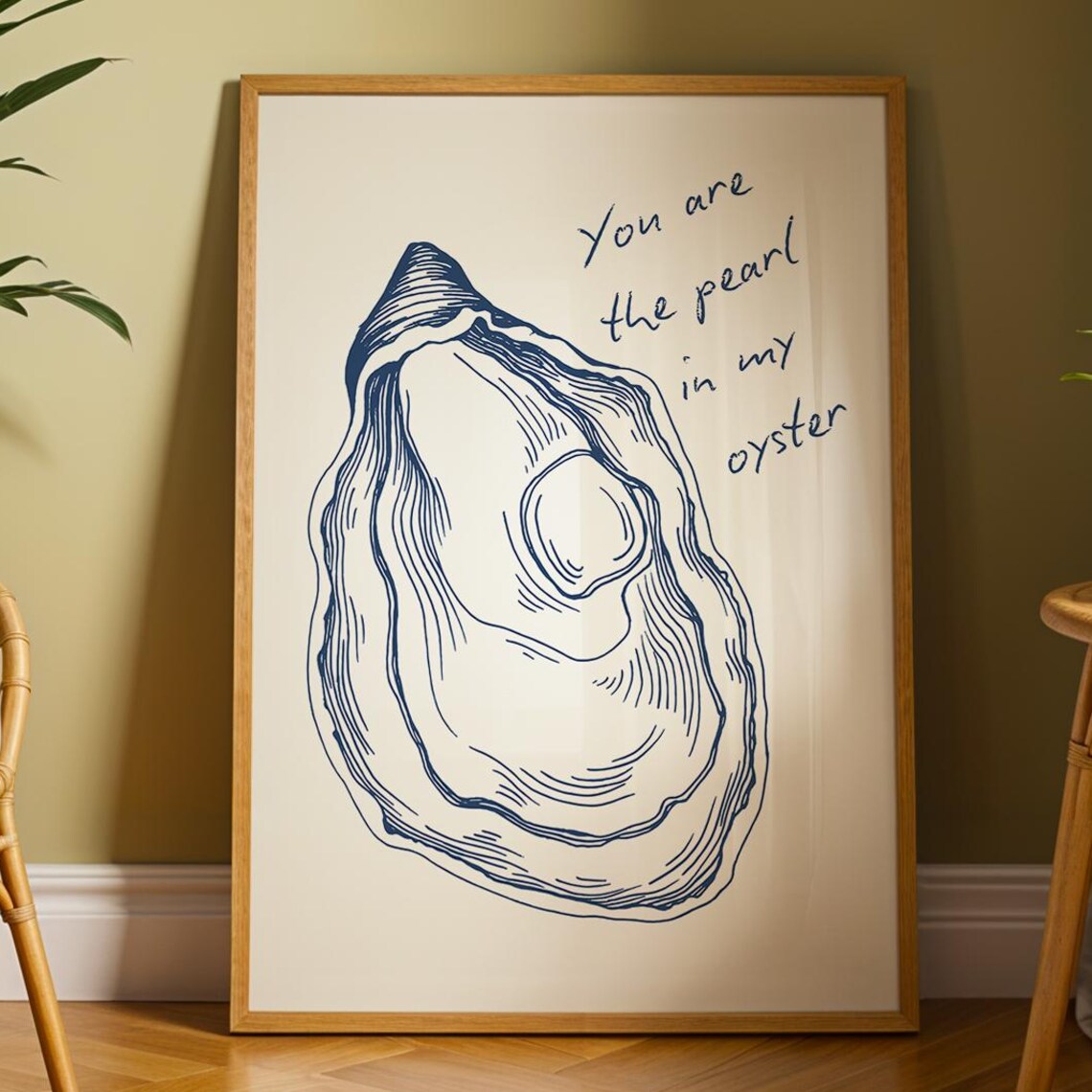You Are The Pearl In My Oyster Blue Line Art Quote Art Poster