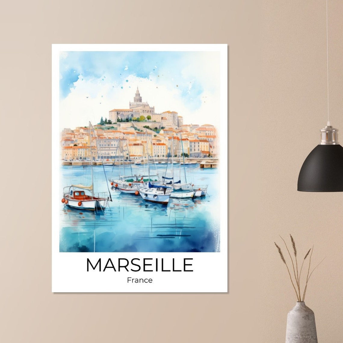 Marseille Poster Watercolor Travel Poster Marseille Wall Art France Travel Print France Marseille Wall Decoration Marseille Travel - Image 3