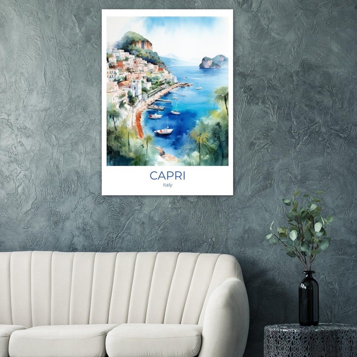 Capri Travel Poster Italy Gift Capri Travel Poster Watercolor Travel Print Capri Capri Travel Souvenir Capri Wall Decoration Italy Print - Image 2