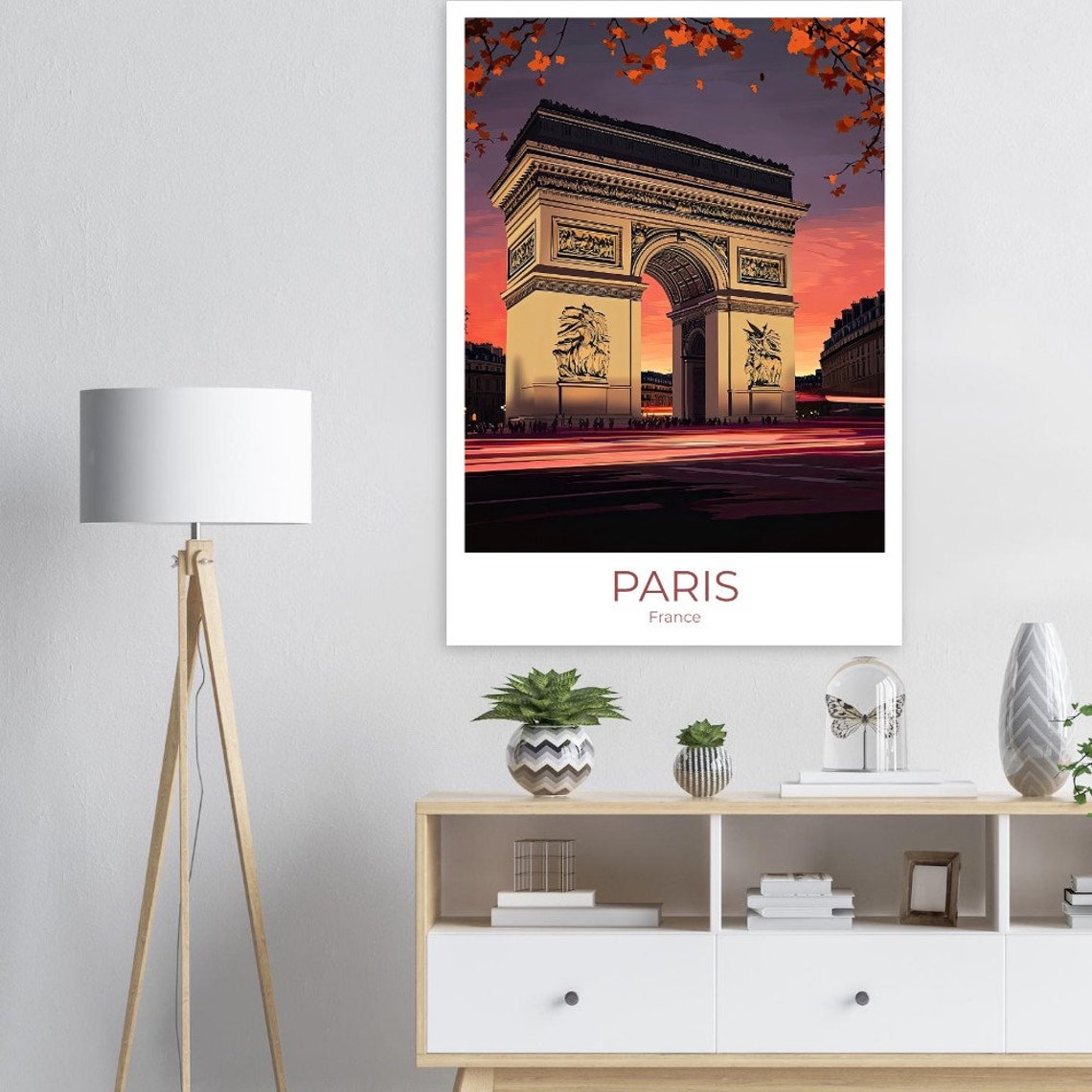 Paris Arc de Triomphe France Autumn Sunset Landmark Travel Poster - Image 2