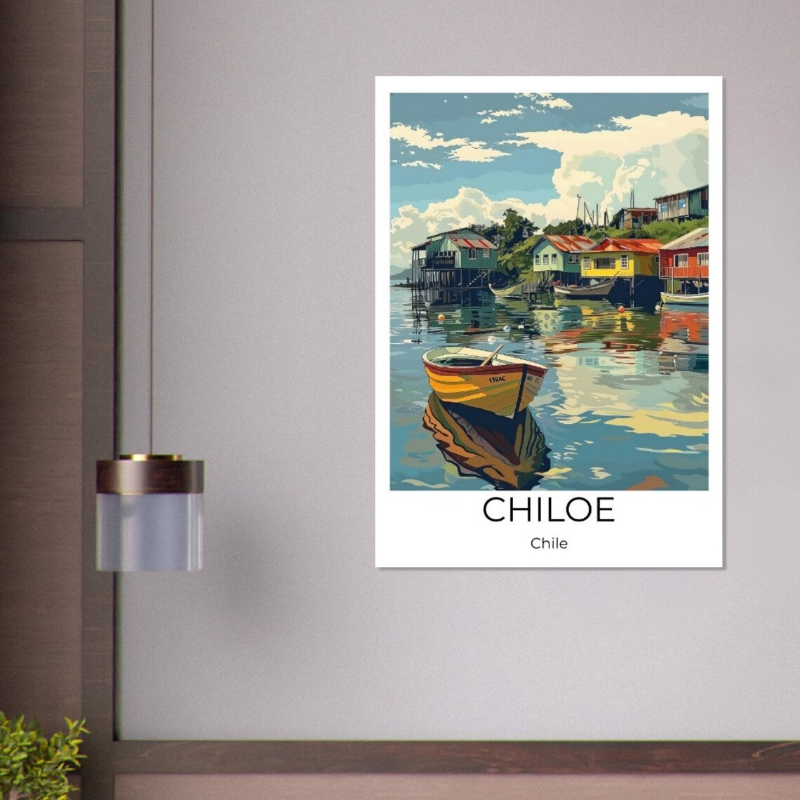 Chiloe Chile Colorful Palafitos Stilt Houses Harbor Travel Poster - Image 3