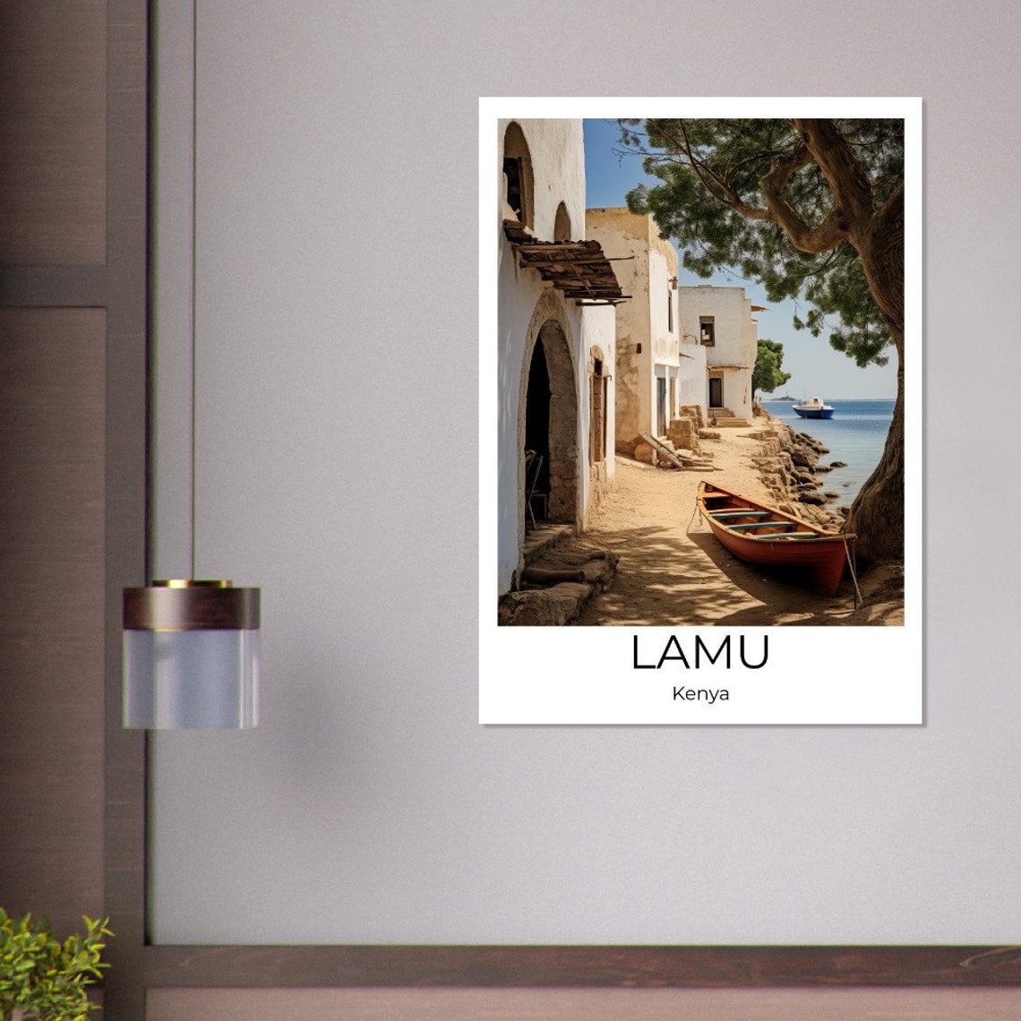 Lamu Kenya Old Town Whitewashed Alley and Wooden Boat Seaside Poster - Image 3