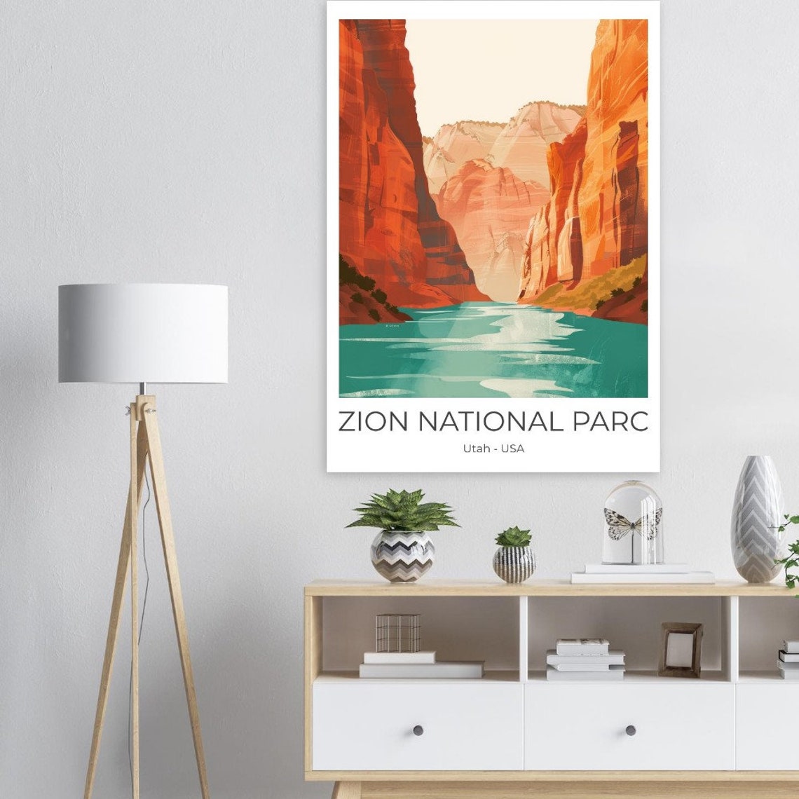 Zion National Park Travel Poster Zion Utah Travel Print Zion National Park Poster Wall Art Zion National Park - Image 2