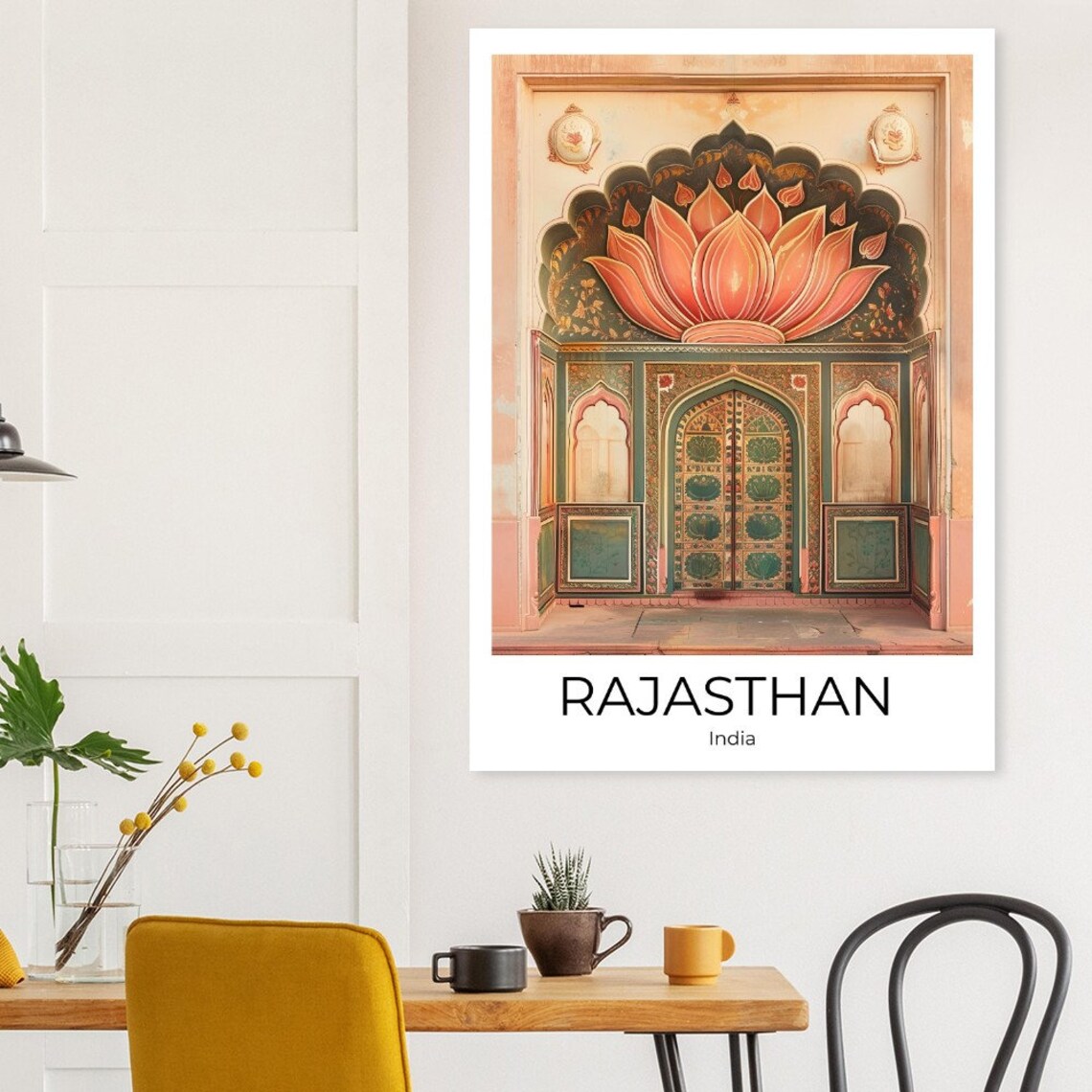 Rajasthan India Ornate Lotus Mural Palace Doorway Photo Travel Poster - Image 2