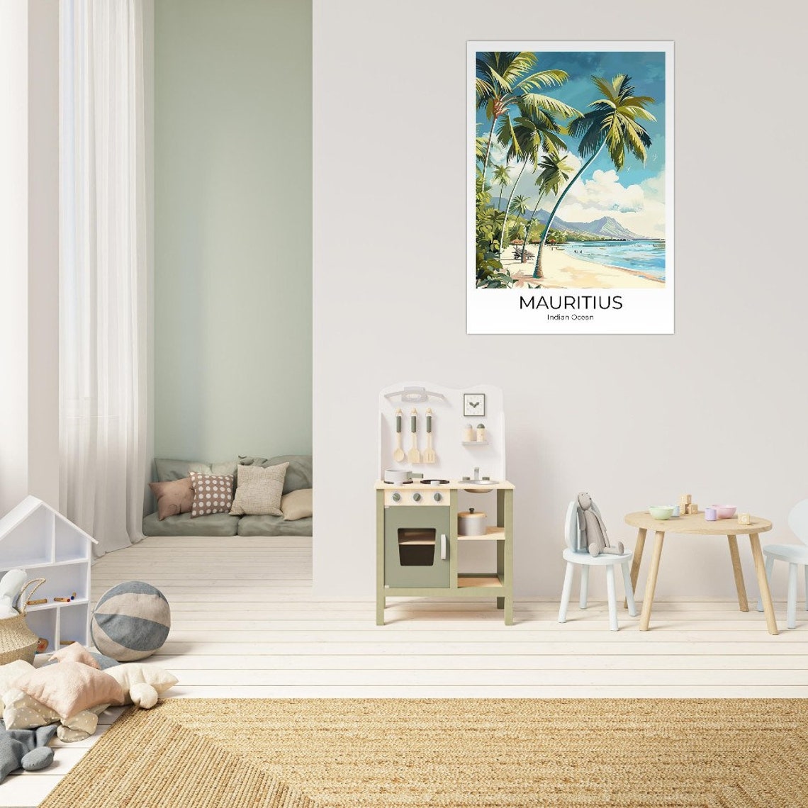 Mauritius Indian Ocean Palm Beach Tropical Seaside Travel Poster - Image 2