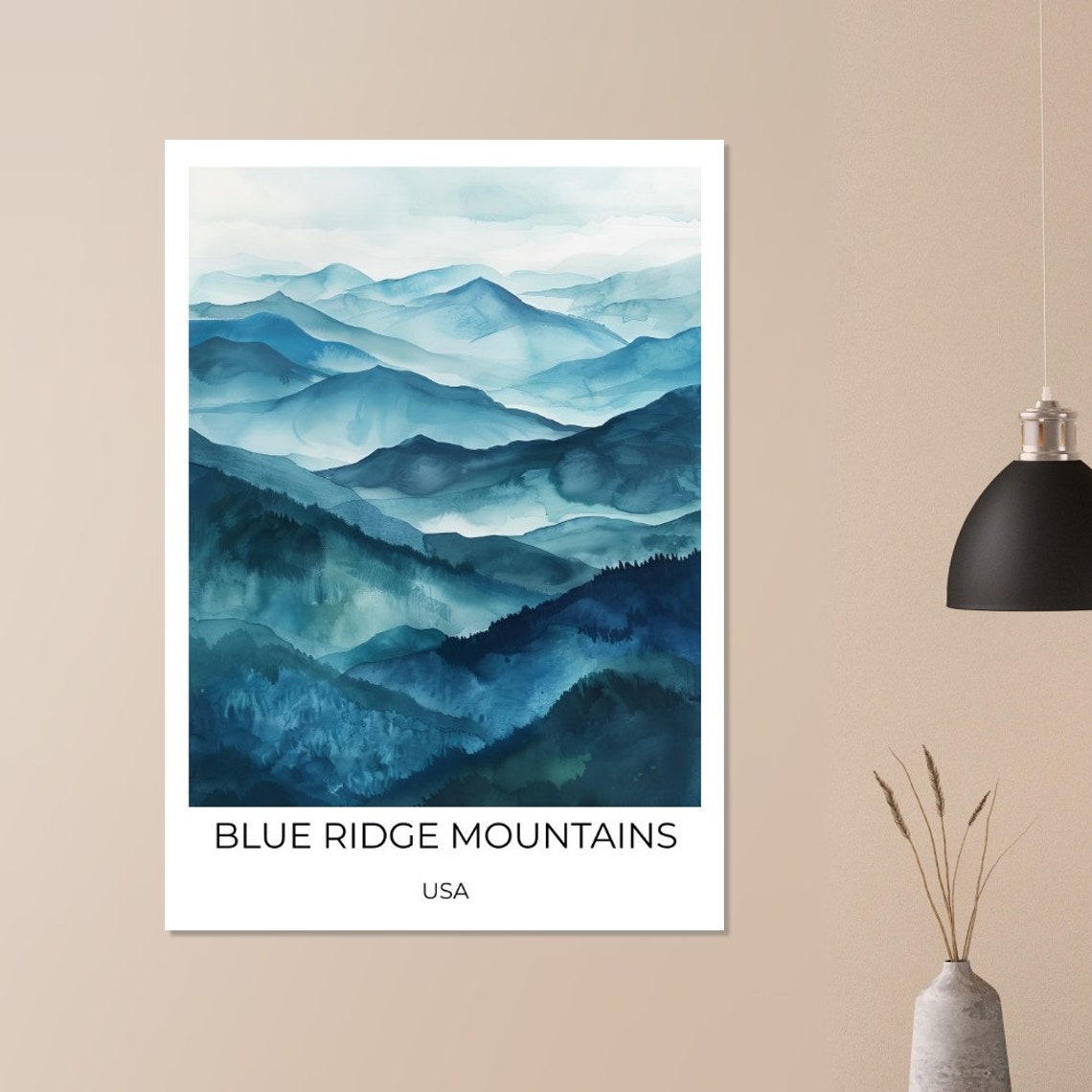 Blue Ridge Mountains USA Misty Layered Peaks Watercolor Poster - Image 4
