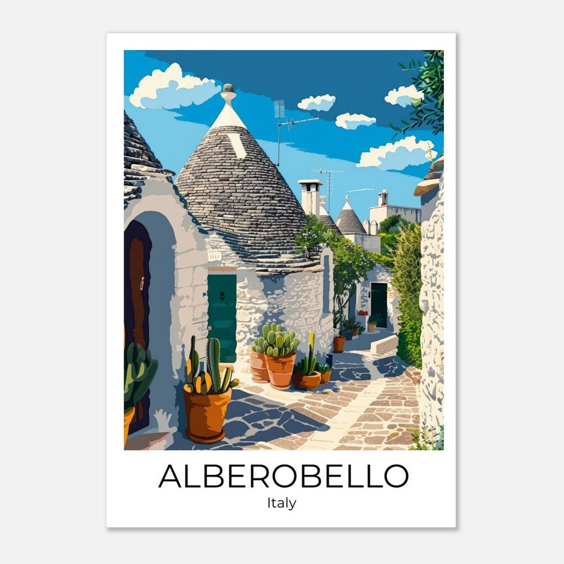 Alberobello Apulia Italy Travel Poster Italy Travel Print Alberobello Italy Gift Italy Wall Art Italy Art Print
