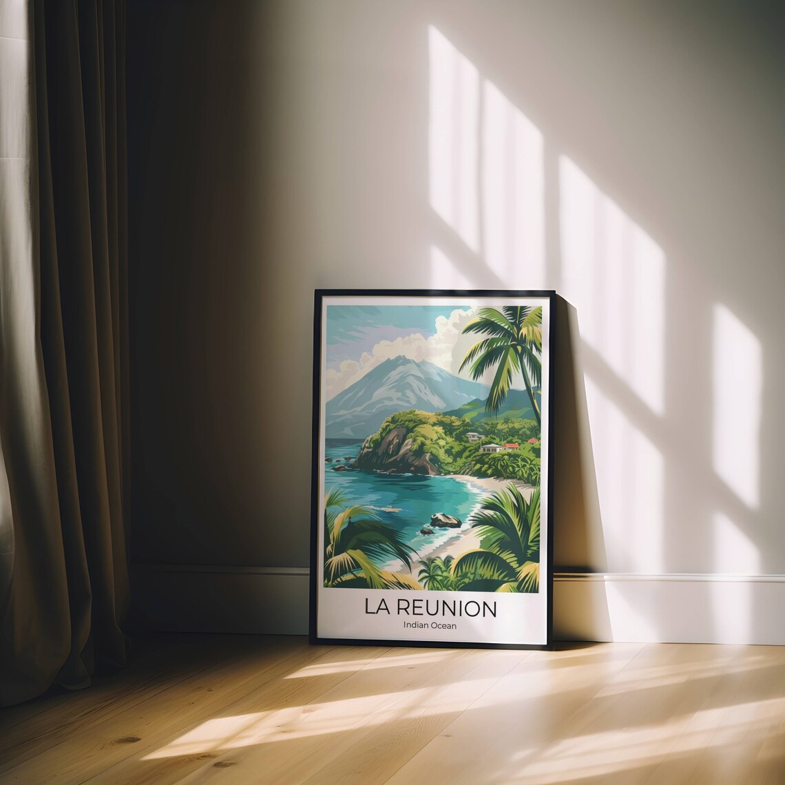 La Reunion Indian Ocean Island Cove Beach Volcano Travel Poster - Image 2