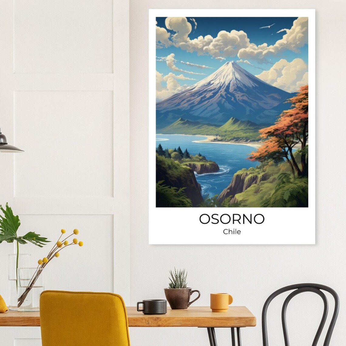 Osorno Volcano Chile Snowcapped Peak Lake Autumn Travel Poster - Image 3