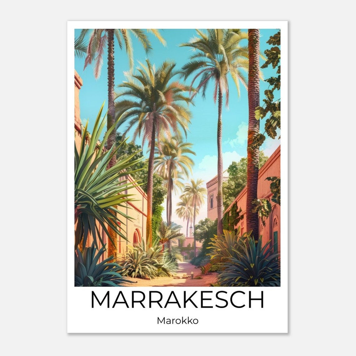 Marrakech Palmeraie Travel Poster Morocco Tall Palm Trees Oasis Art - Image 4