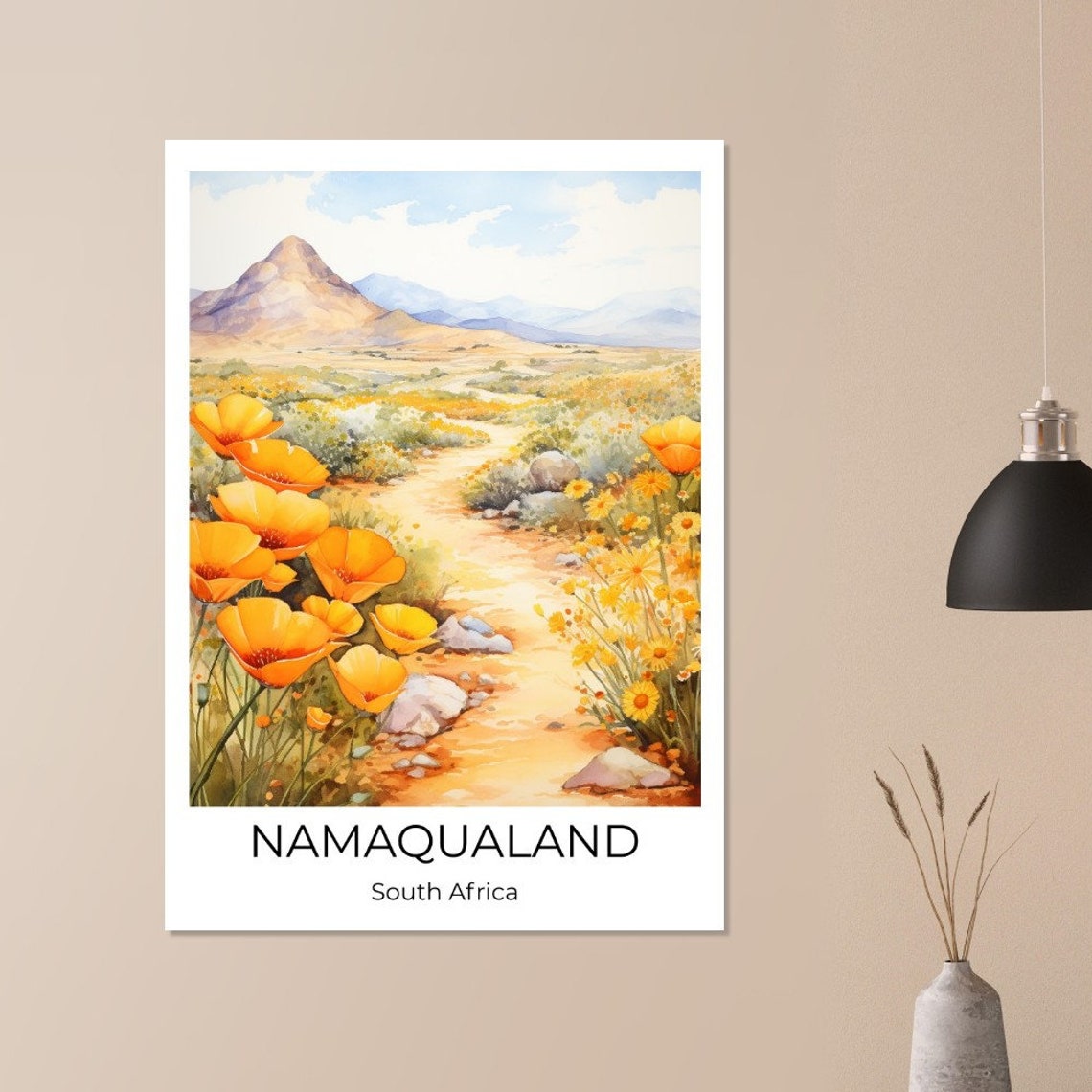 Namaqualand Watercolor Travel Poster Namaqualand Wall Art South Africa Travel Print Namaqualand South Africa Wall Decoration - Image 4