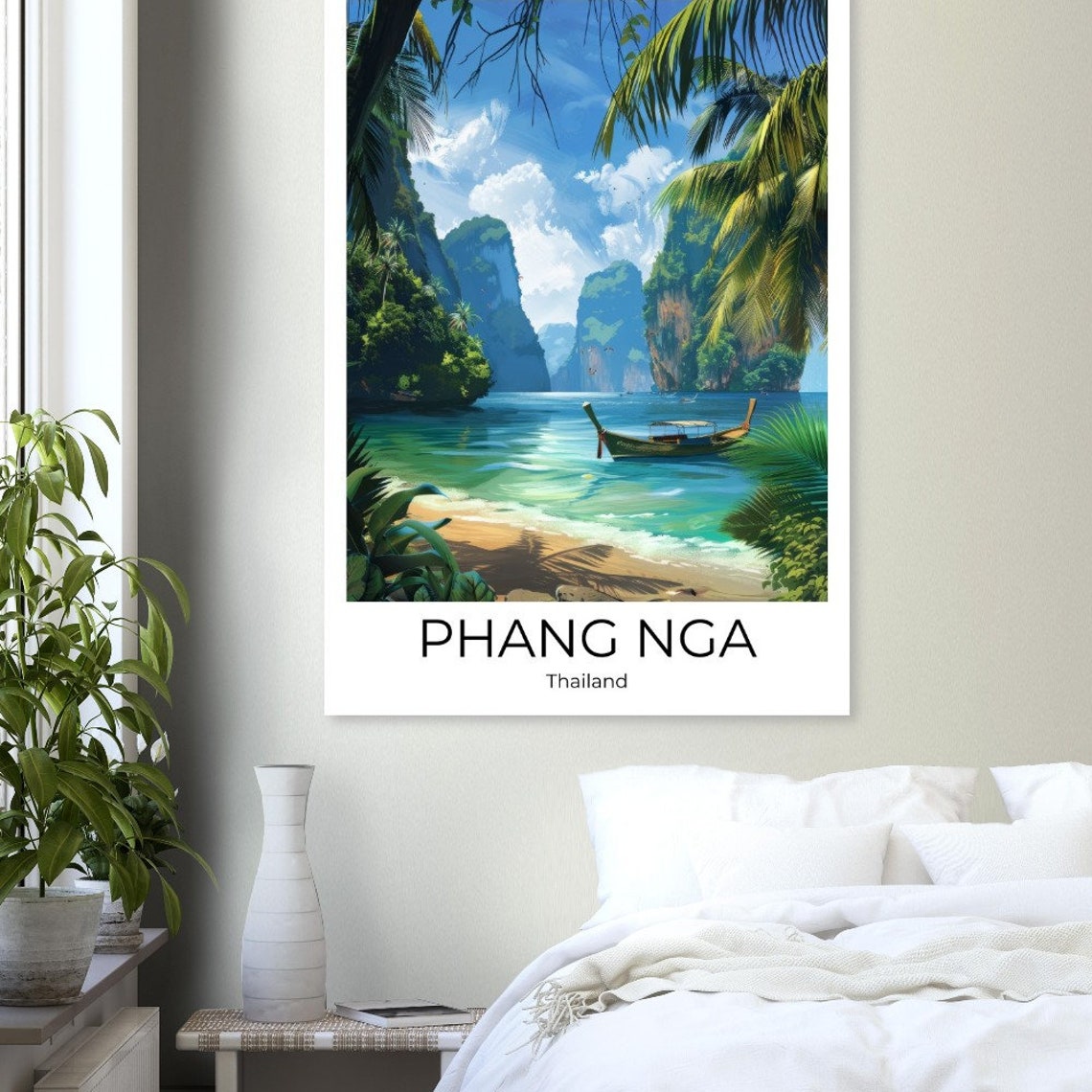 Phang Nga Thailand Limestone Karsts Longtail Boat Bay Poster - Image 2