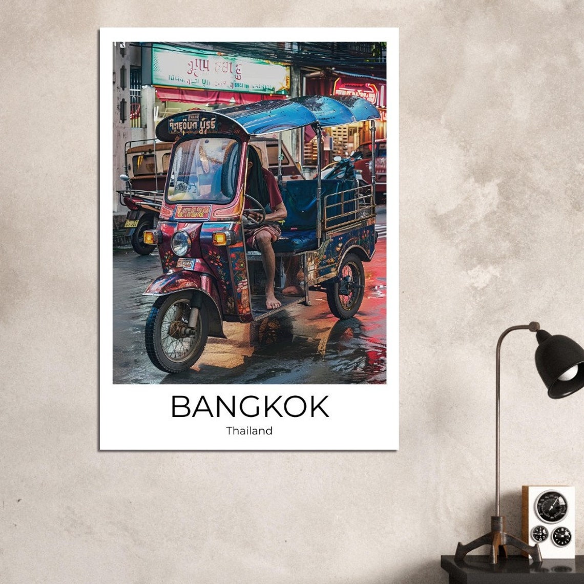 Bangkok Tuk Tuk Travel Poster Of Street Life At Bangkok Wall Art Bangkok Travel Thailand Bangkok Wall Decoration - Image 3