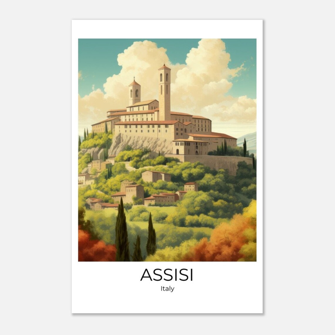 Assisi Poster Assisi Italy Wall Decoration Travel Poster Assisi Assisi Travel Souvenir Assisi Gift Italy Souvenir Italy Gift - Image 3