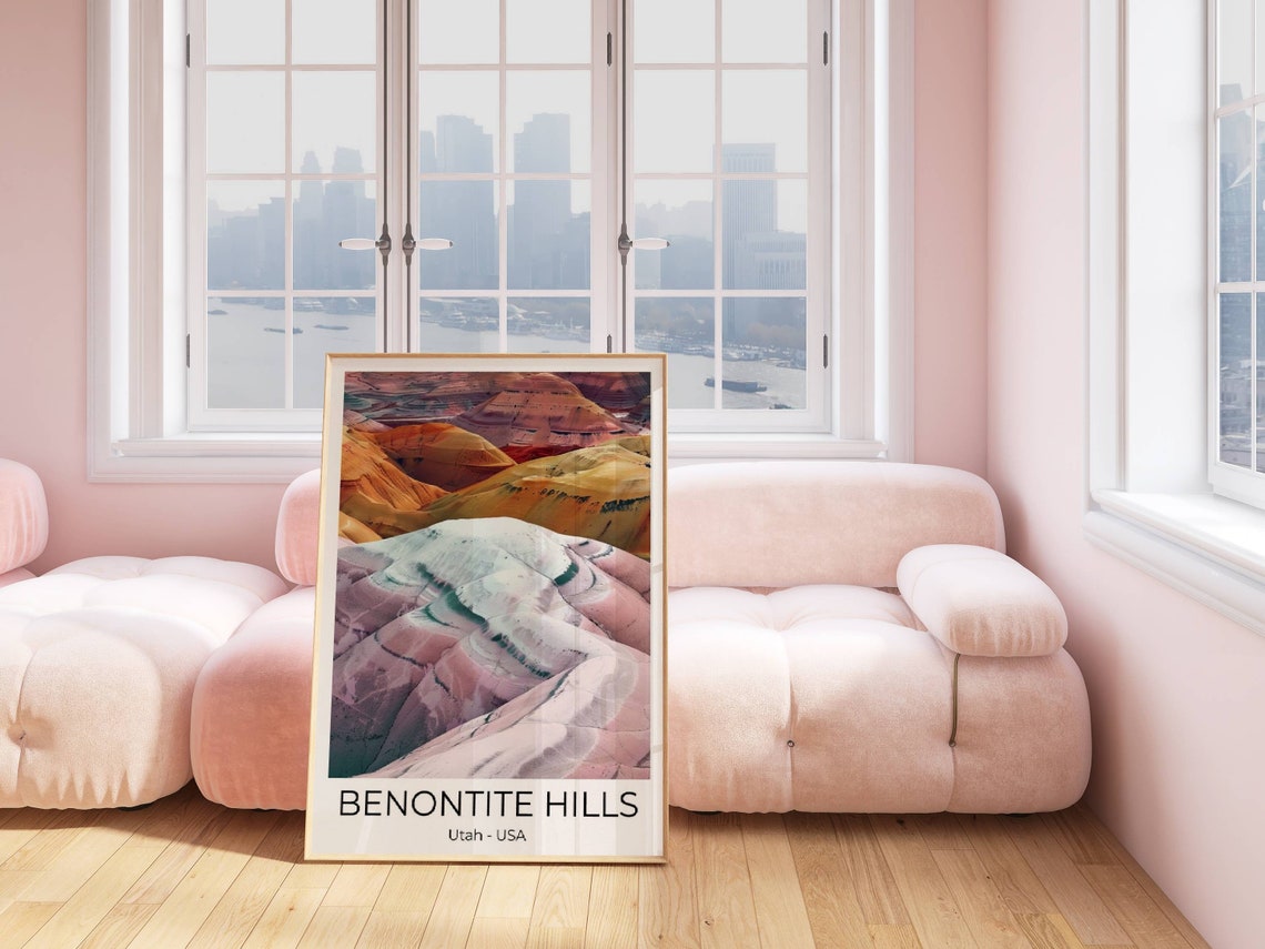 Bentonite Hills Utah Colorful Mineral Formations Desert Travel Poster - Image 5