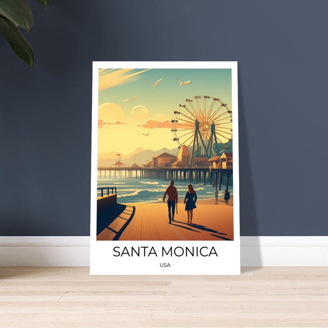 Santa Monica Usa Vintage Travel Poster Santa Monica Los Angeles Usa Travel Print Los Angeles Poster Los Angeles Vintage Poster - Image 4
