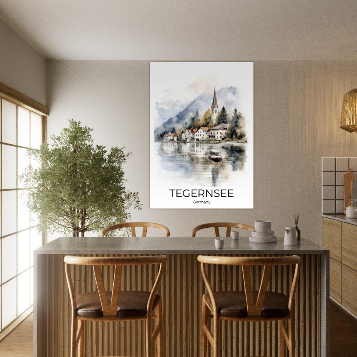 Tegernsee Germany Watercolor Lake Village Alps Travel Poster - Image 2