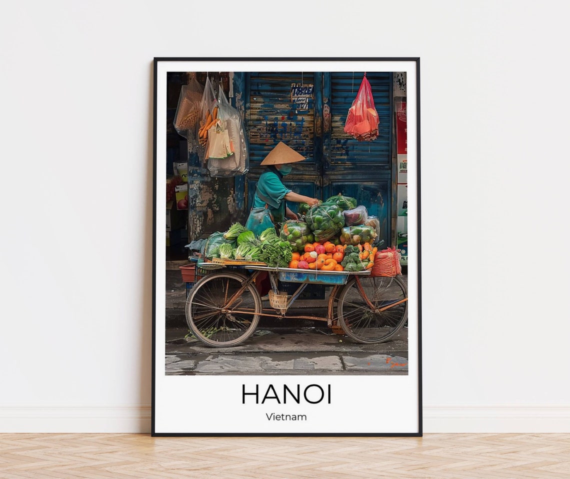 Hanoi Old Quarter Travel Poster Of Hanoi Wall Art Hanoi Travel Vietnam Hanoi Streetlife Hanoi Wall Decoration