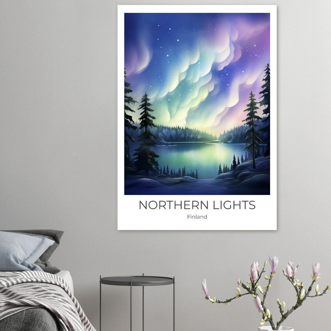 Finland Northern Lights Travel Poster Finland Print Travel Print Wall Art Travel Print Travel Poster - Image 4