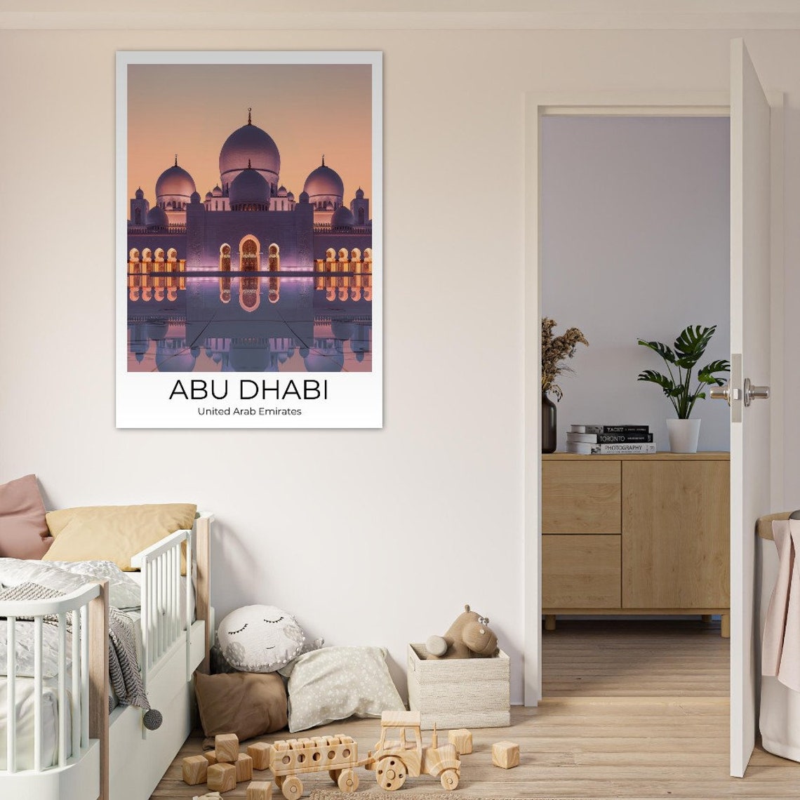 Abu Dhabi Grand Mosque Dusk Arches Reflection Serene Art Poster - Image 2