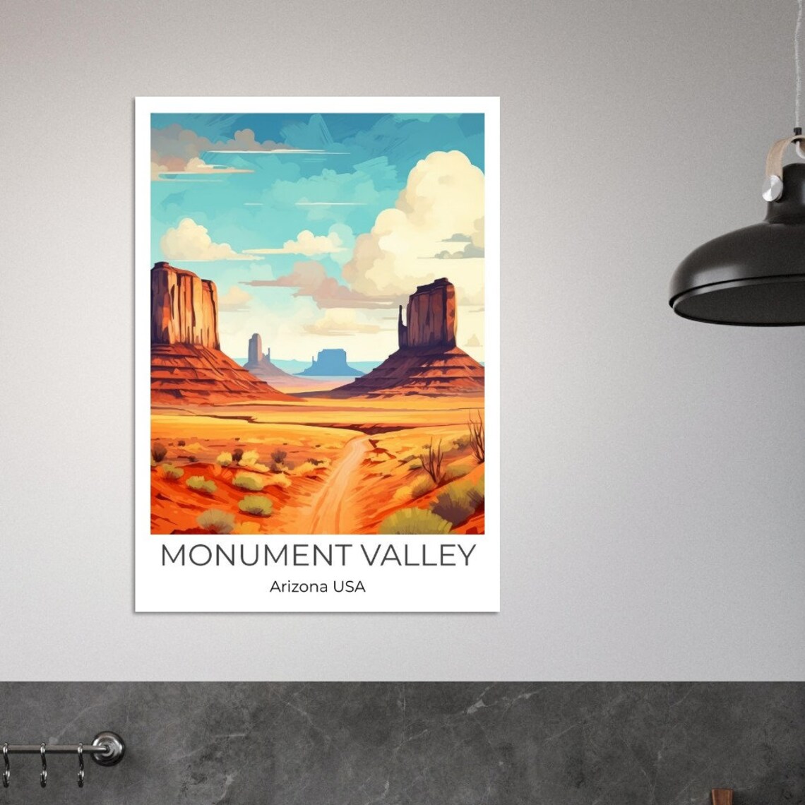 Monument Valley Arizona Desert Buttes Vintage Travel Art Poster - Image 2