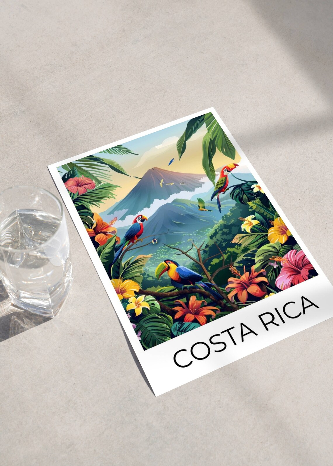 Costa Rica Jungle Toucan Parrot Volcano Tropical Wildlife Poster - Image 4