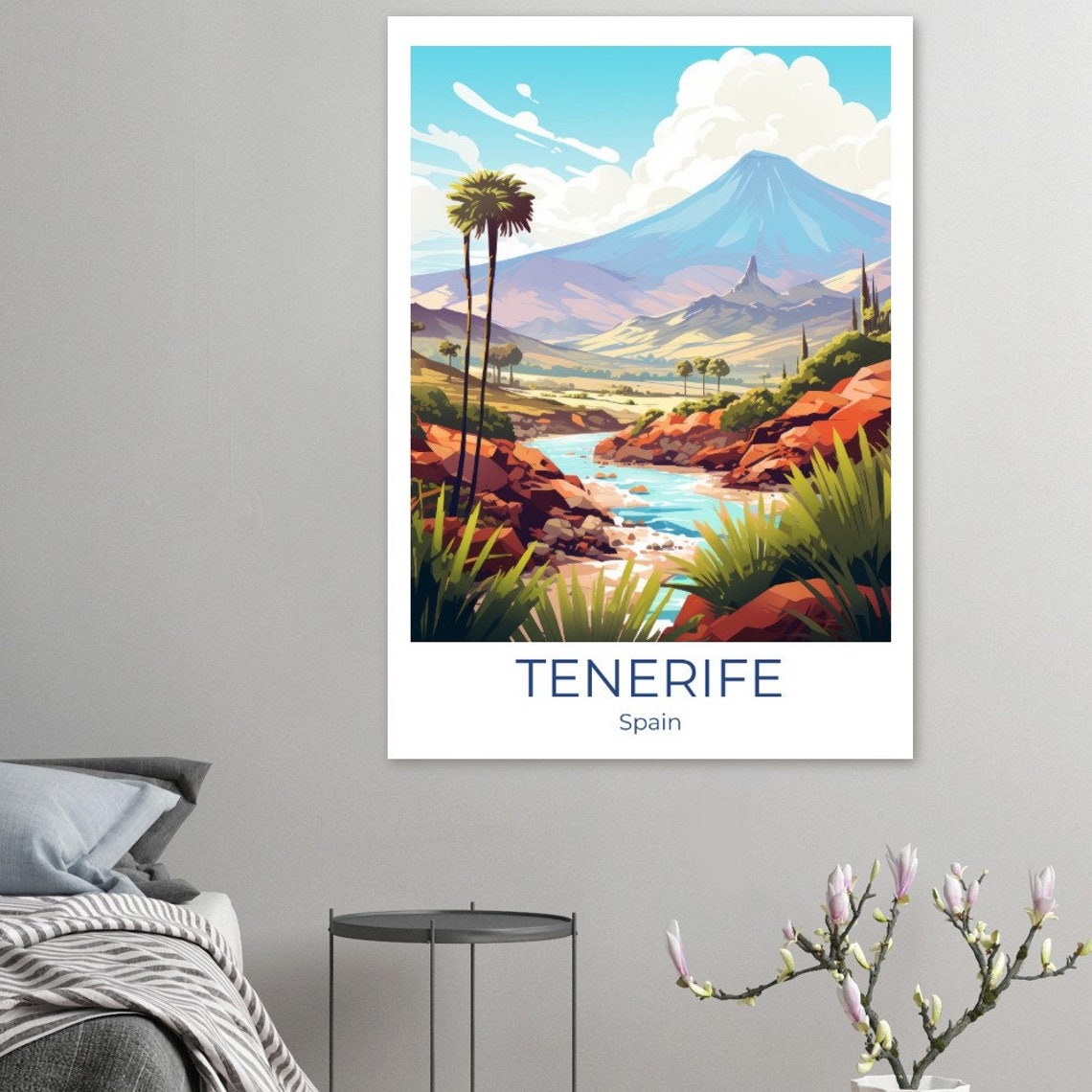 Tenerife Spain Mount Teide Volcano Illustration With Red Rocks Poster - Image 3
