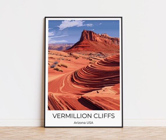 Vermillion Cliffs Arizona Swirling Red Sandstone Desert Mesa Travel Poster