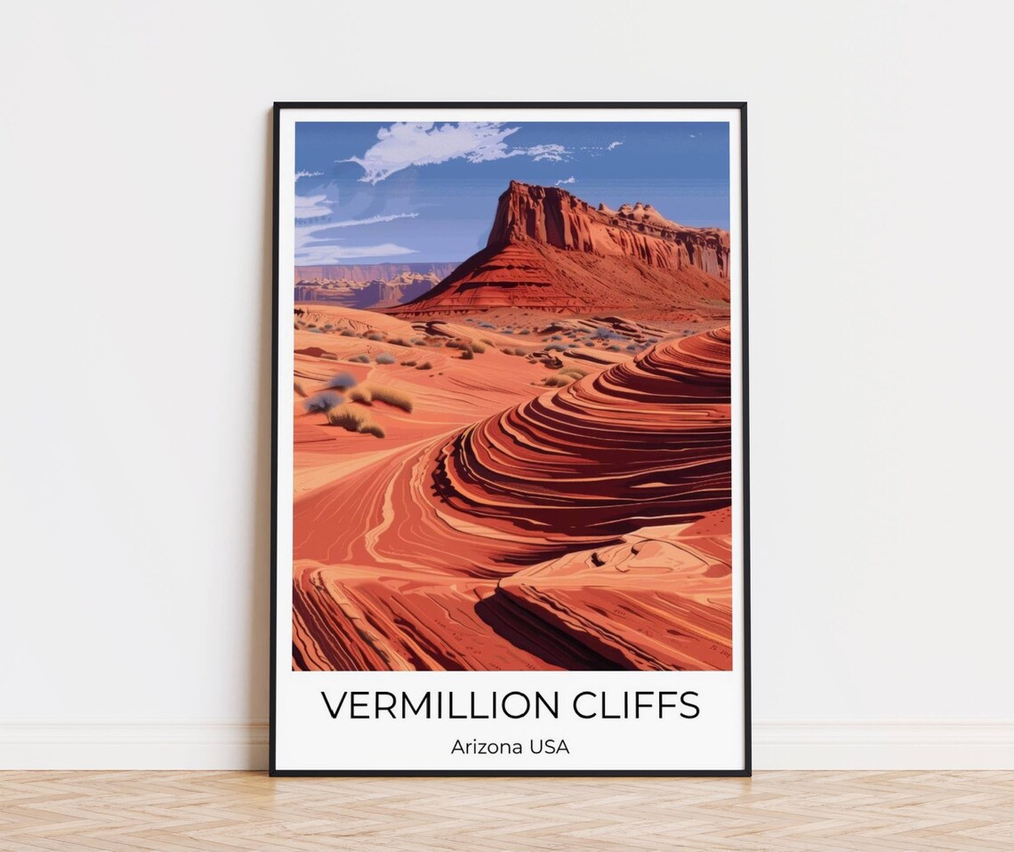 Vermillion Cliffs Arizona Swirling Red Sandstone Desert Mesa Travel Poster