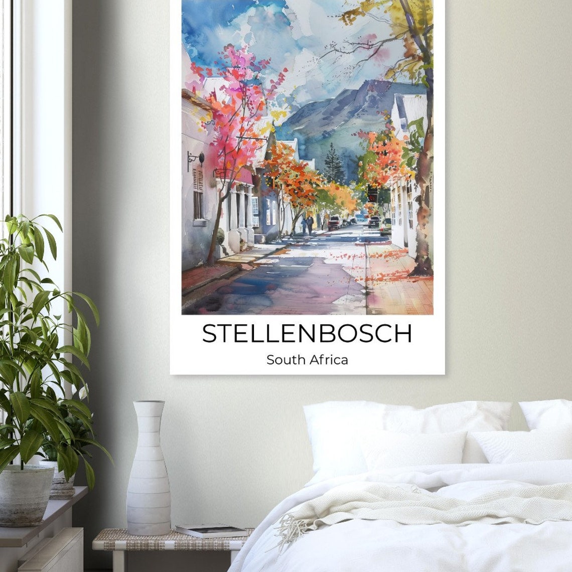 Stellenbosch Travel Poster Stellenbosch Watercolor Travel Print Stellenbosch Watercolor Poster Wall Art South Africa South Africa Print - Image 3