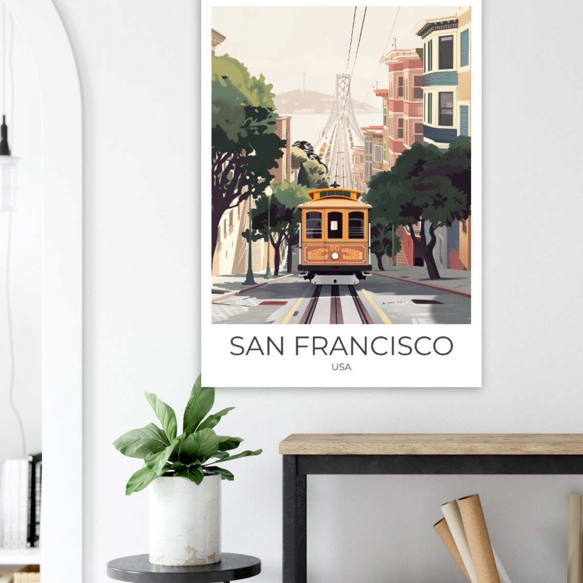 San Francisco Cable Car Powell Street Hill Scene Classic Travel Poster - Image 2