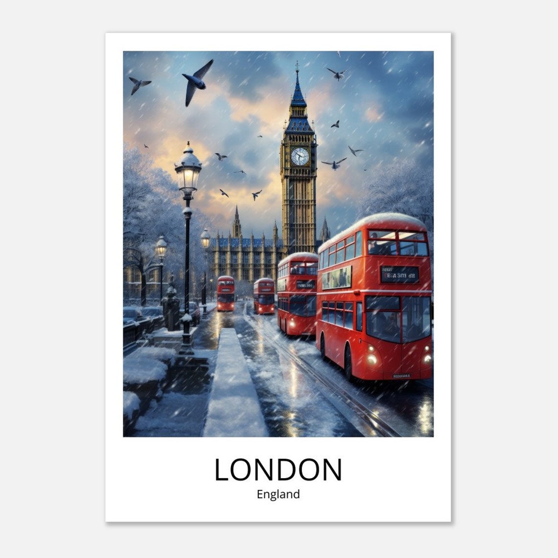 London In Winter Poster London Art Poster London City Art Print London St Pauls Catherdral London City Print London Poster