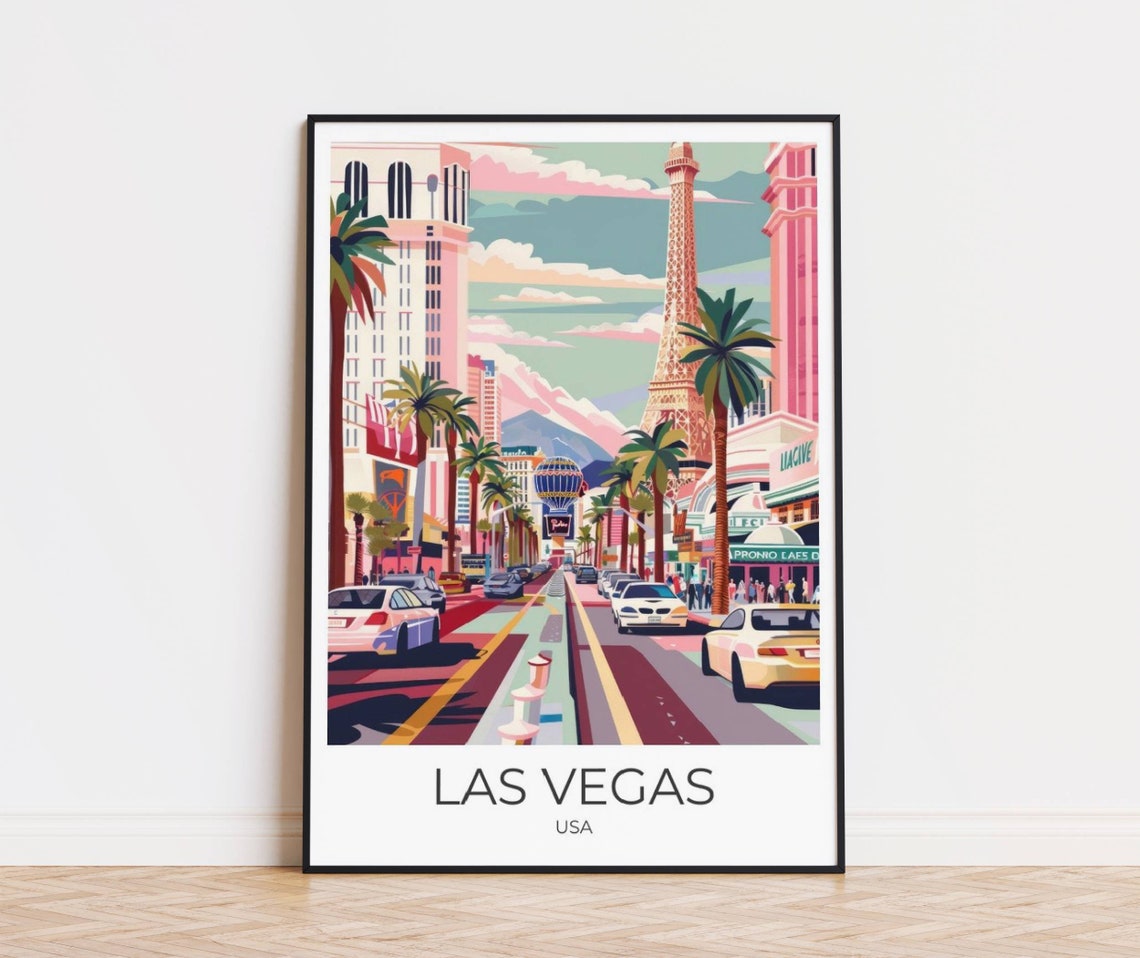 Las Vegas Travel Poster Las Vegas Travel Print Las Vegas Poster Wall Art Las Vegas Vintage Poster Travel Poster Las Vegas Print