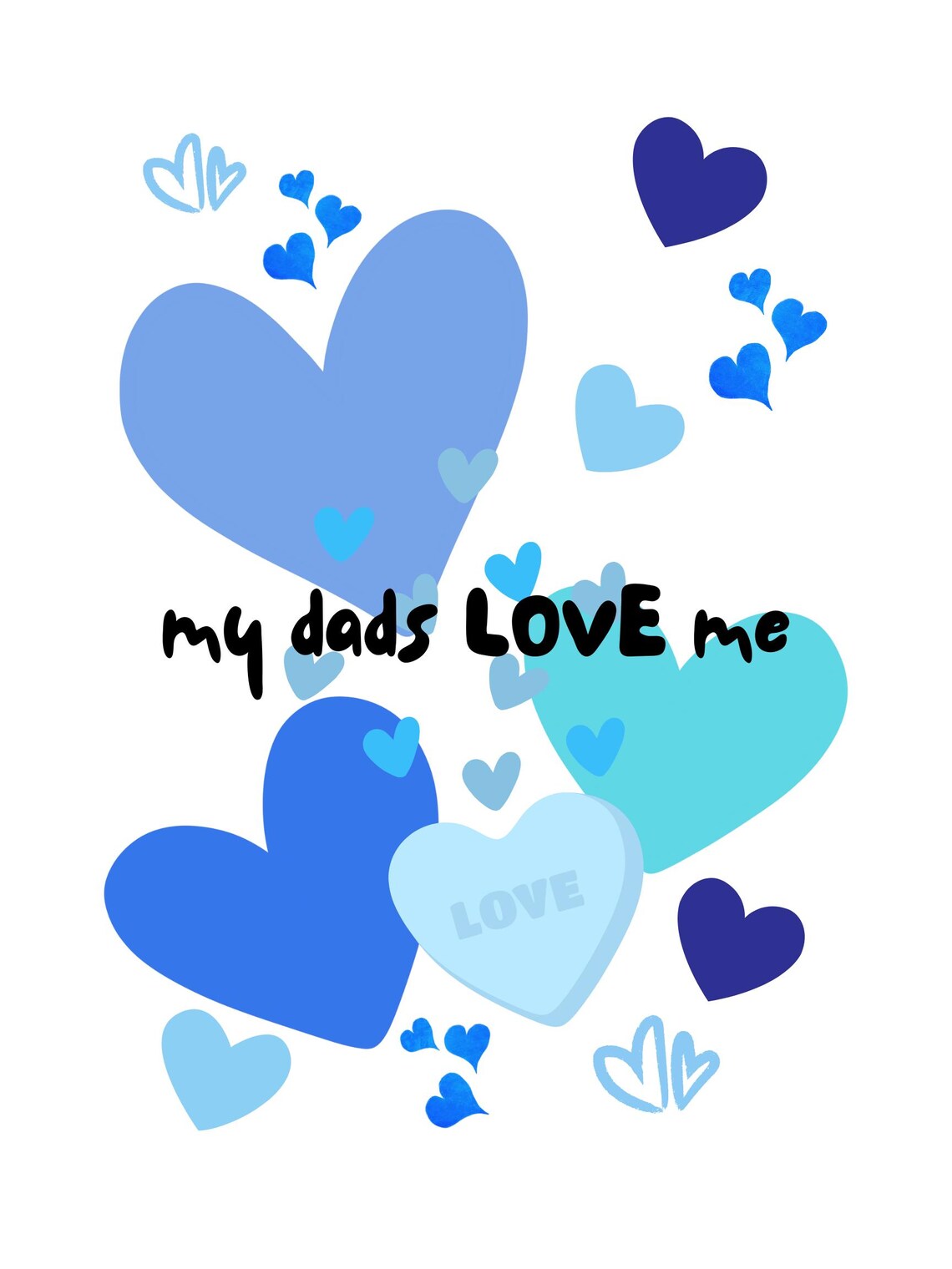 My Dads Love Me Blue Hearts Nursery Kids Room Decor Wall Art - Image 2