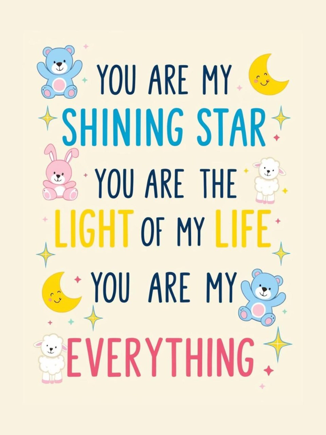 You Are My Shining Star Kids Quote Print Colorful Nursery Decor - Image 2