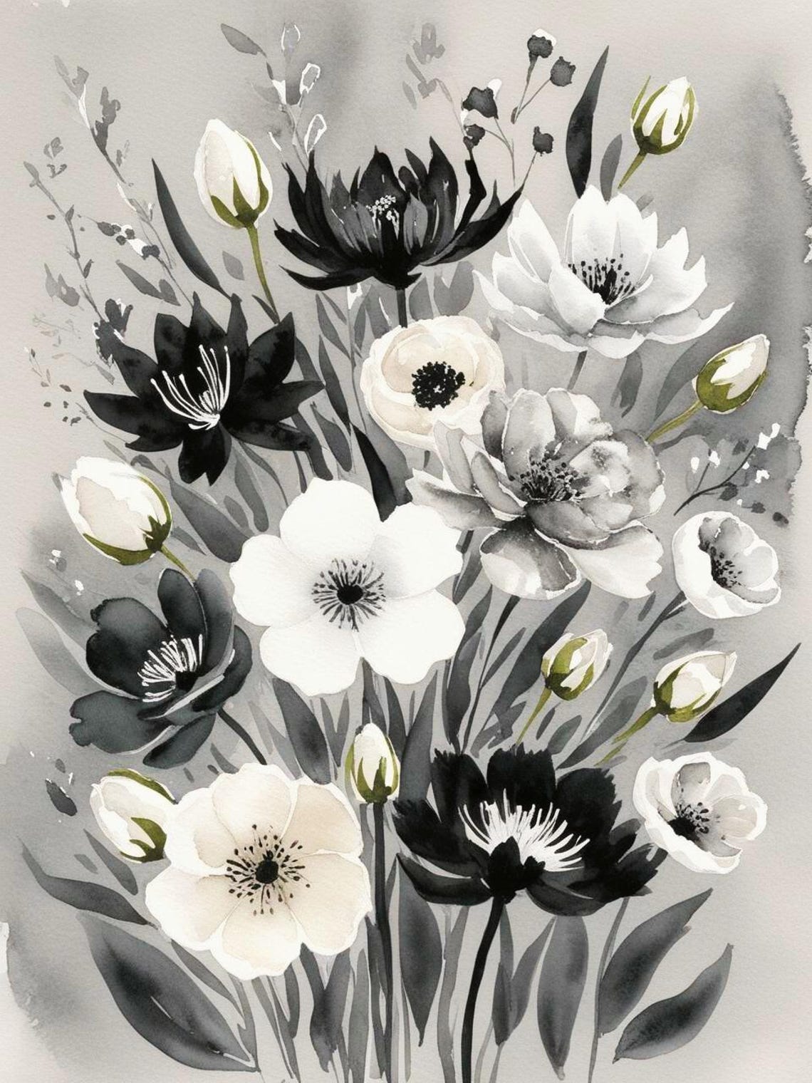 Floral Design, Neutral Colors Art Print - Image 2
