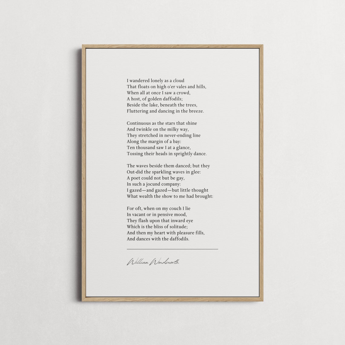William Wordsworth Daffodils Poem Poster I Wandered Lonely Cloud Art - Image 4