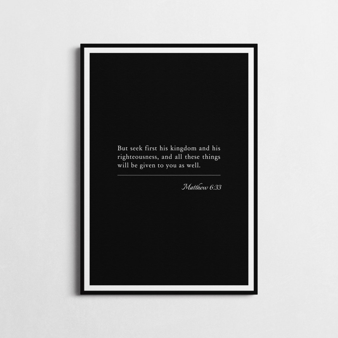 Matthew 6:33 Bible Verse Blue Lily Floral Poster Seek First Kingdom - Image 3