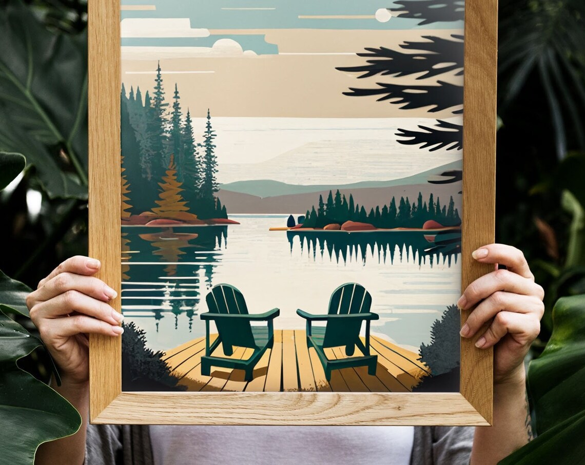 Adirondack Vintage Travel Poster, Rustic Lake House - Image 5