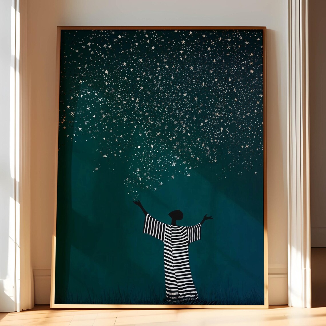 African Woman Vintage Art Print, Emerald Green