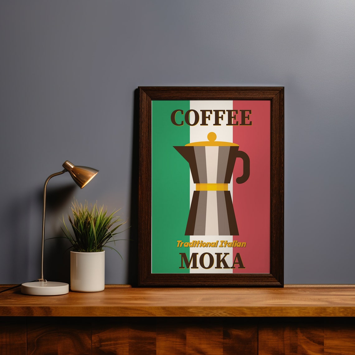 Traditional Italian Moka Coffee Italian Flag Colors Stripes Poster - Image 2