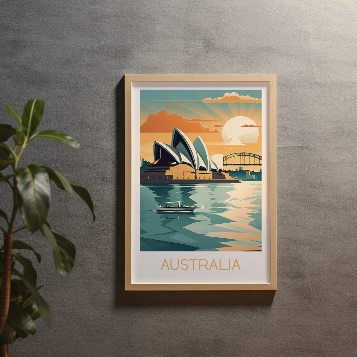 Australia Sydney Opera House Harbour Sunset Travel Art Poster