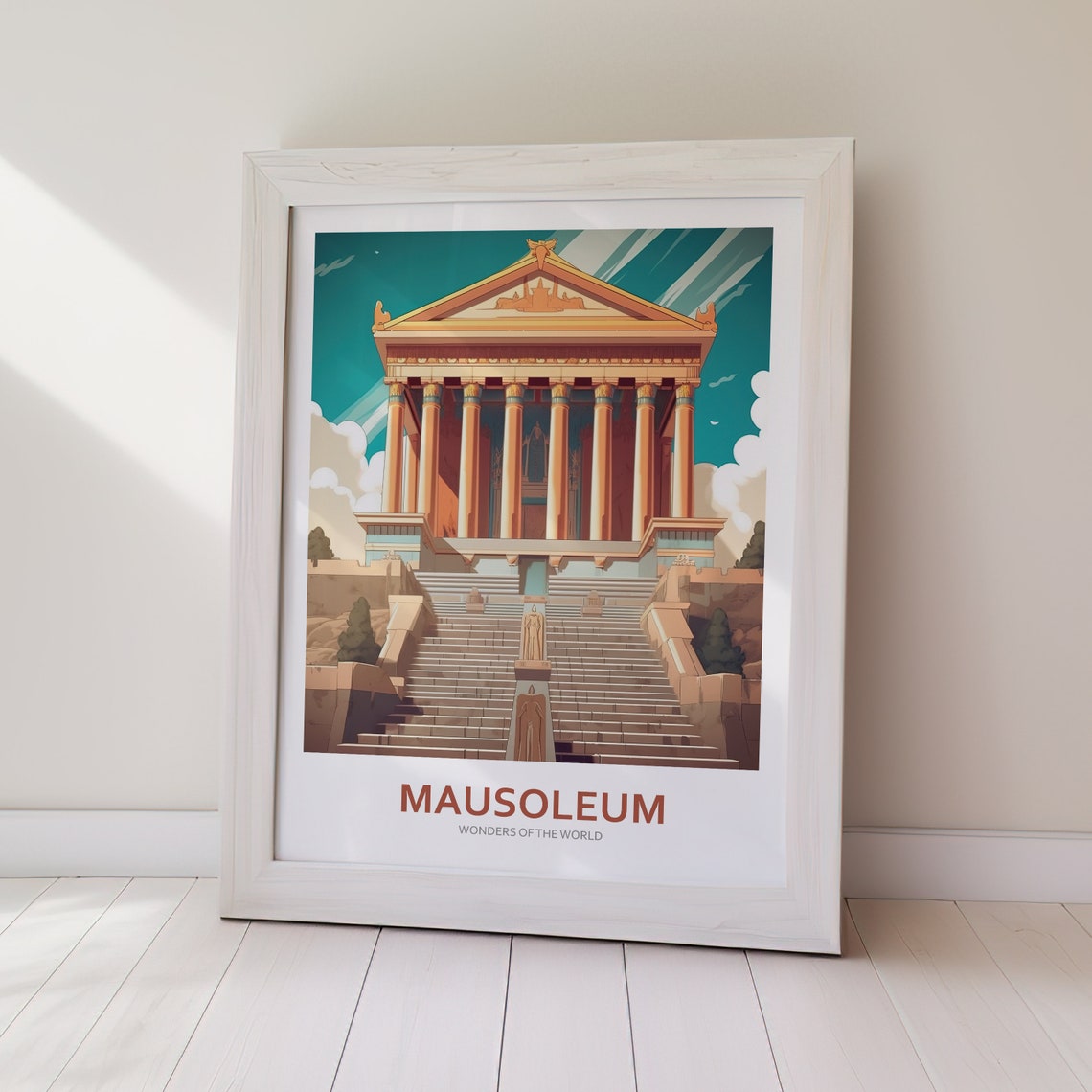 Mausoleum Ancient World Wonder Classical Temple Sunset Poster - Image 2