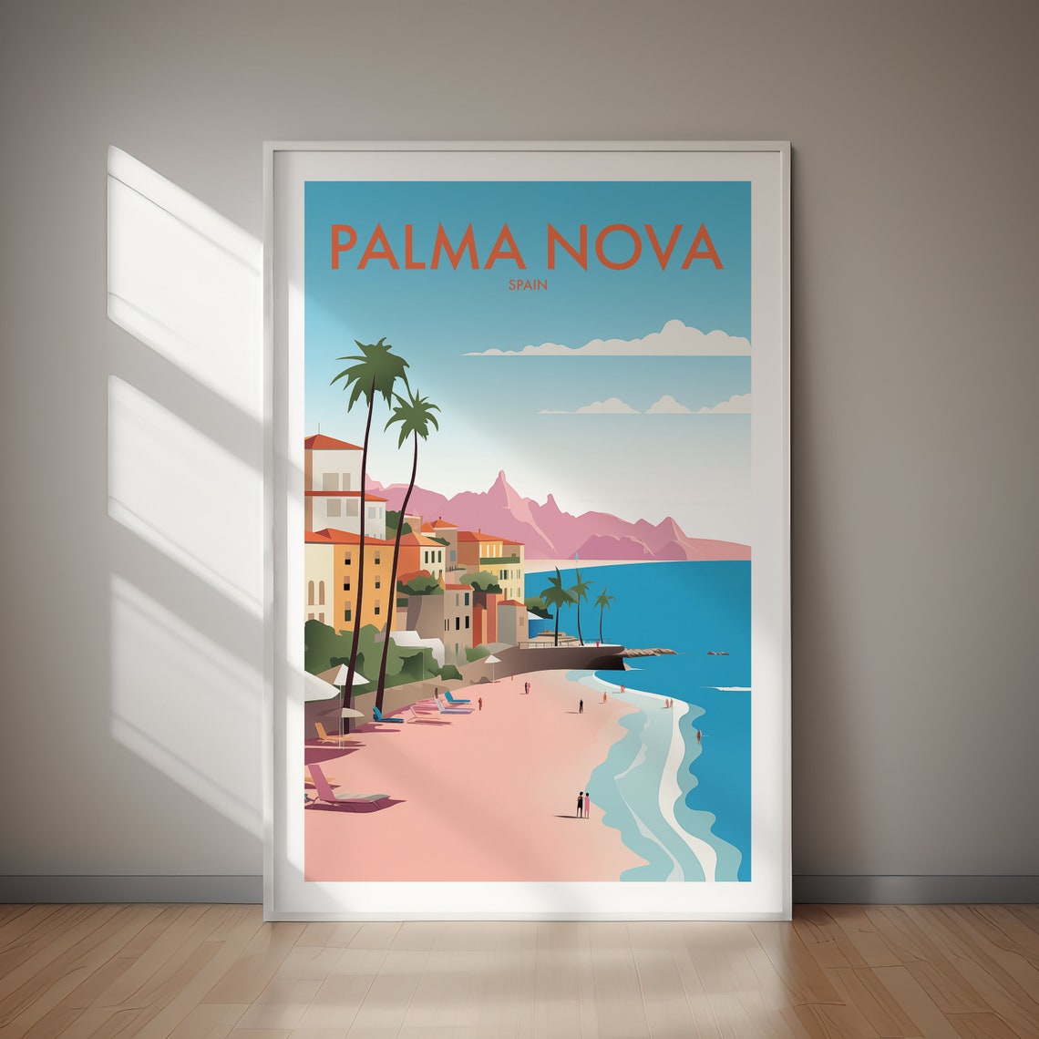 Palma Nova Spain Beach Town Coast Palm Tree Seaside Bay Poster