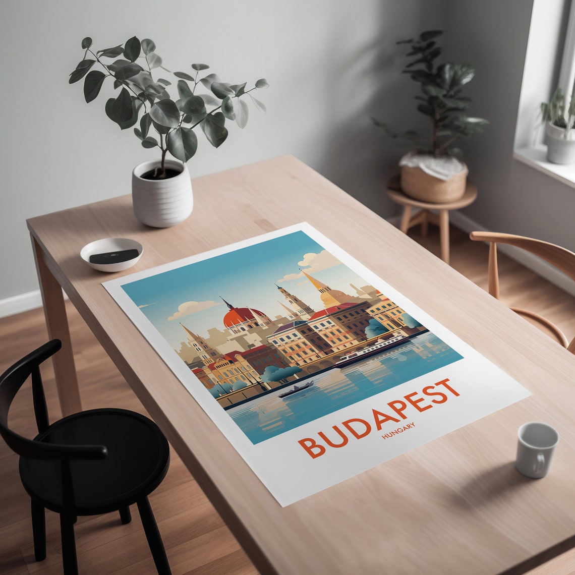 Budapest Hungary Parliament Dome Danube River City View Poster - Image 2