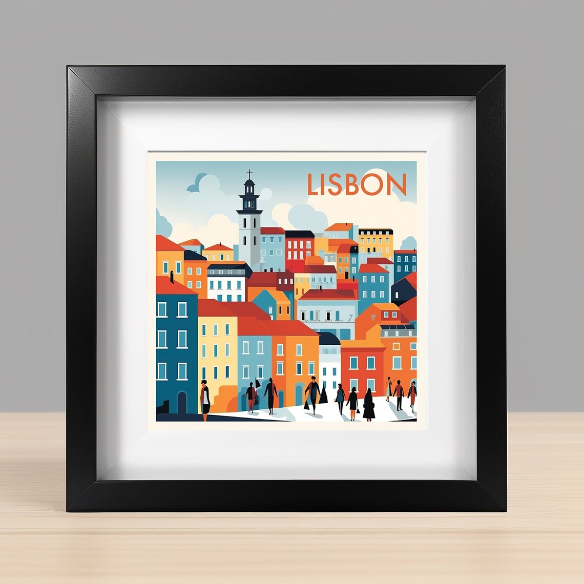 Lisbon Portugal Colorful Hillside Street Alfama Houses Travel Poster - Image 3